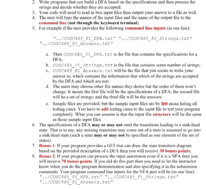 Solved 2. Write programs that can build a DFA based on the | Chegg.com