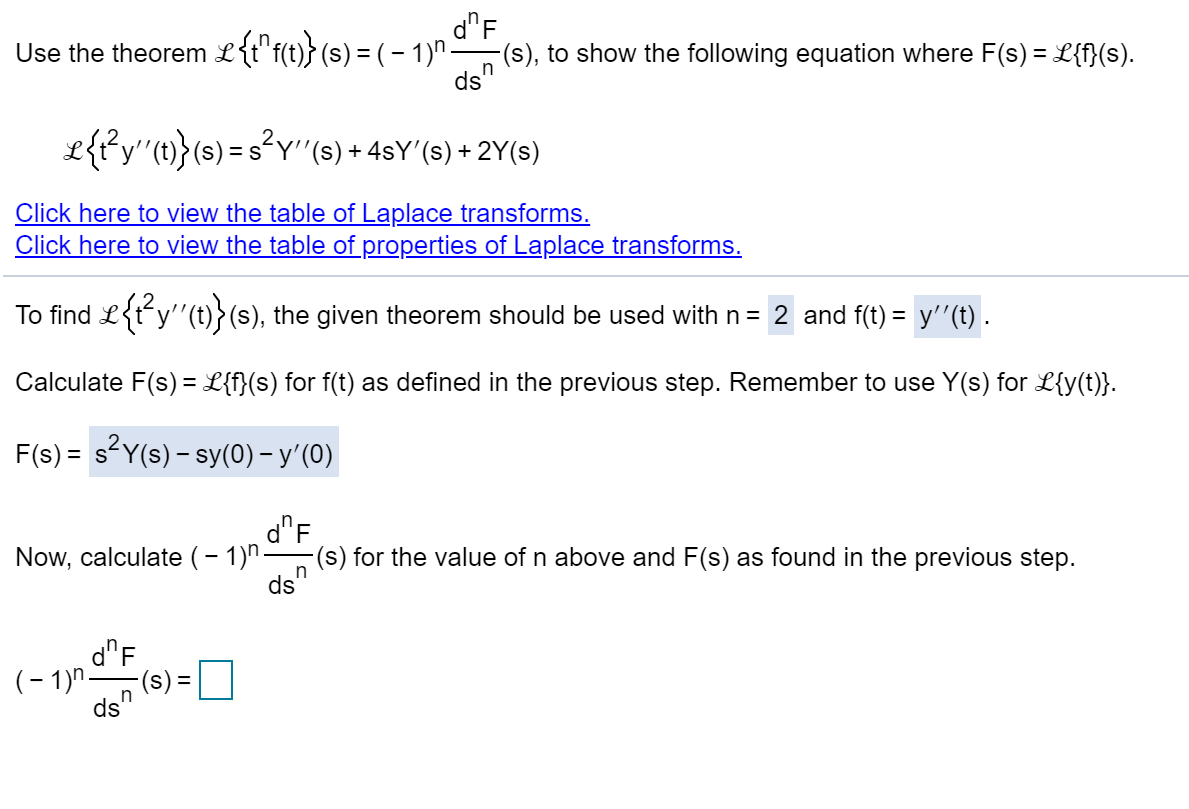 Solved Use The Theorem L T F T S 1 N 8 S To Chegg Com