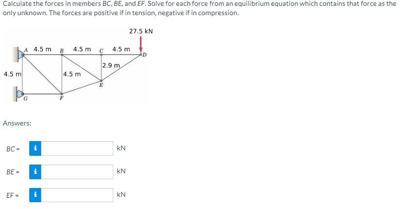 Solved Calculate The Forces In Members BC, BE, And EF. Solve | Chegg.com