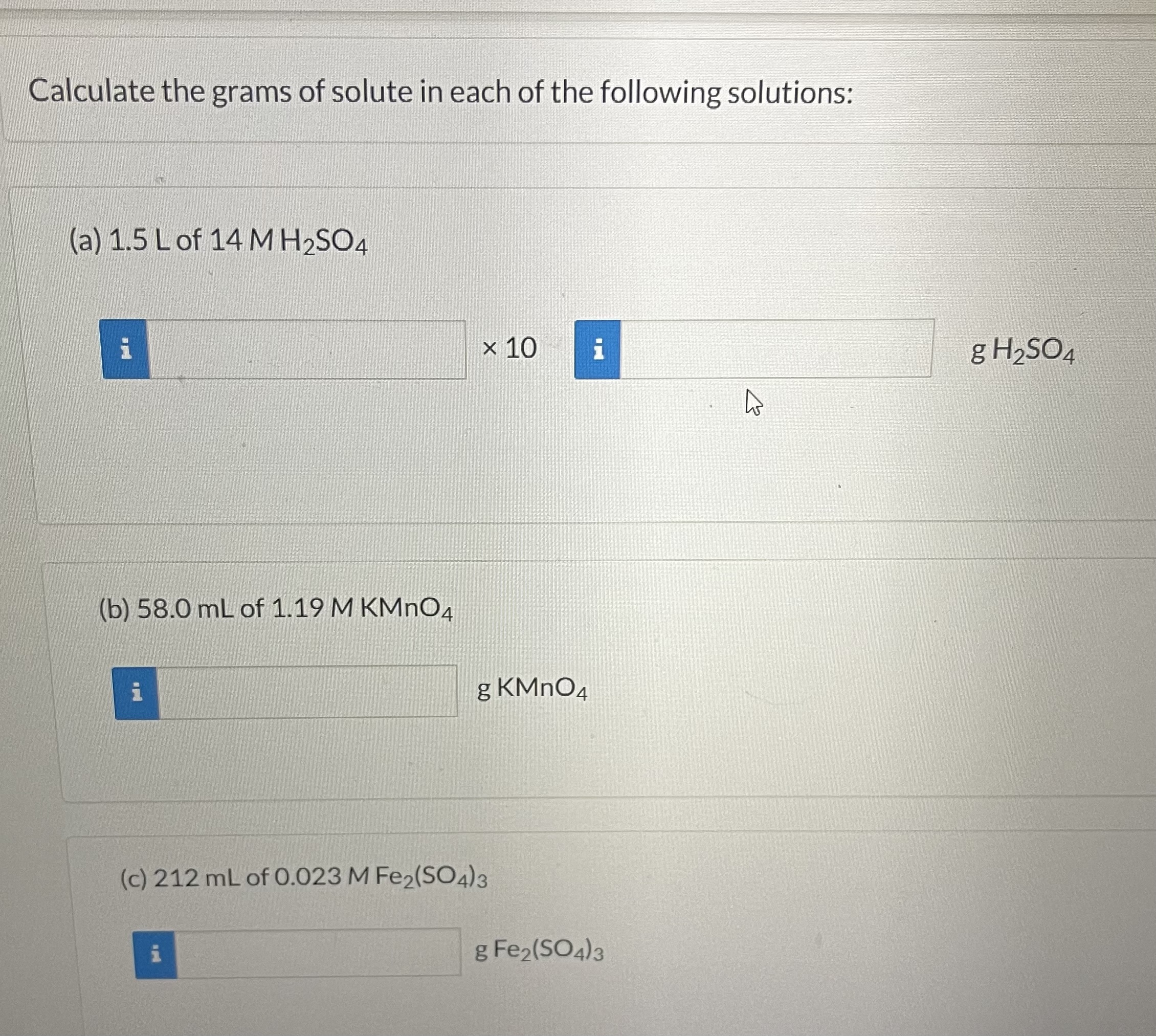 Solved Calculate the grams of solute in each of the | Chegg.com