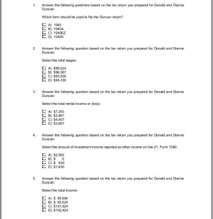 Solved 1 Answer the following questions based on the tax | Chegg.com