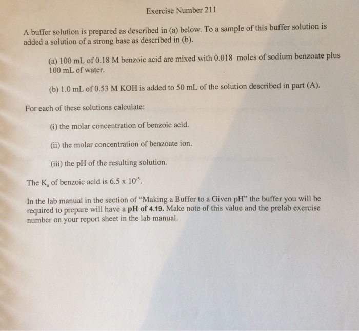 Solved A buffer solution is prepared as described in (a) | Chegg.com