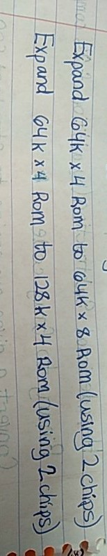 Expand G4k x4 Bom to oyk x 8 Aom (using 2chips) Expand G4K x4 Rom ito 128 kx4 Rom (using 2chips)