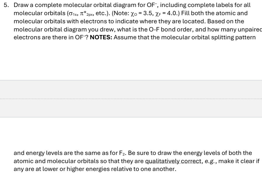Solved Draw a complete molecular orbital diagram for | Chegg.com