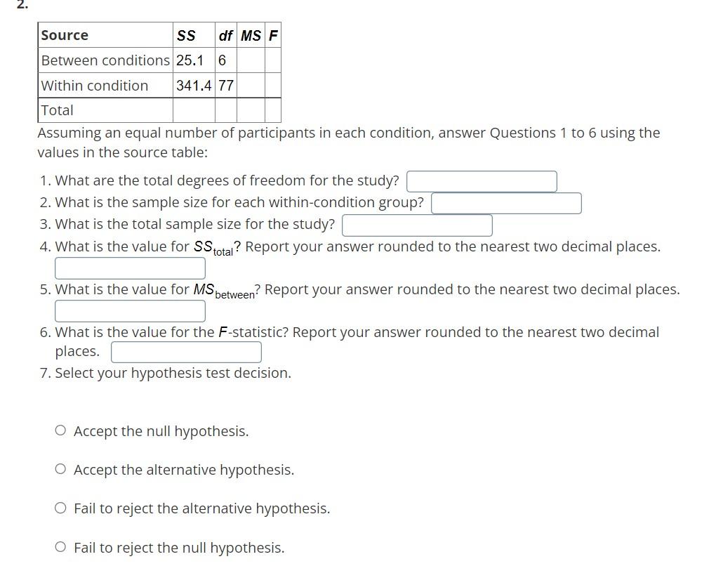 Solved Assuming an equal number of participants in each | Chegg.com