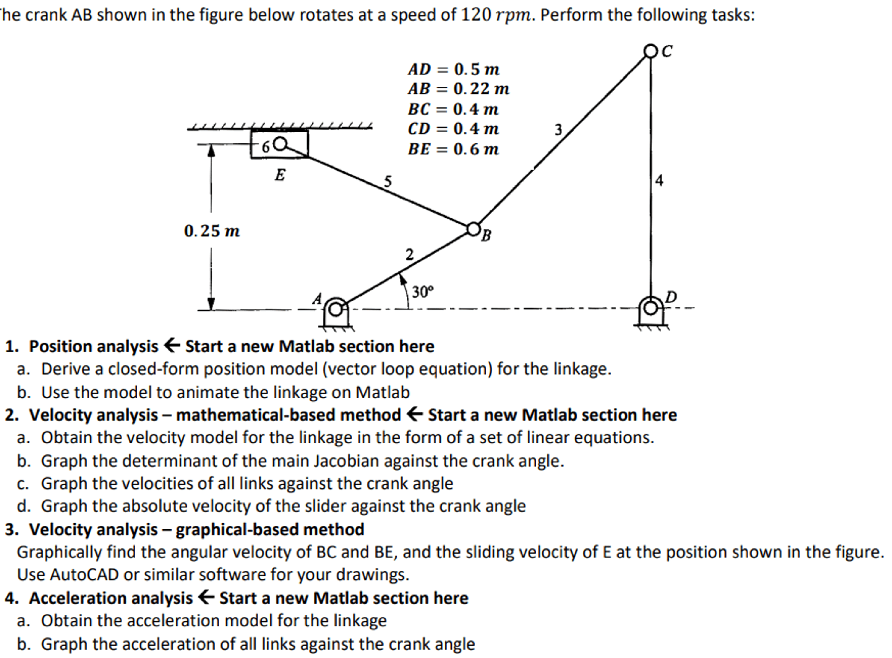 Solved He Crank AB Shown In The Figure Below Rotates At A | Chegg.com