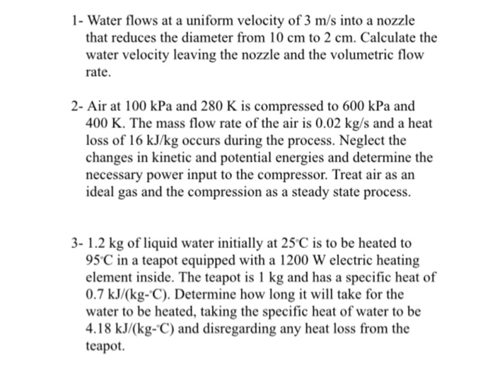 Solved Water flows at a uniform velocity of 3 m/s into a | Chegg.com