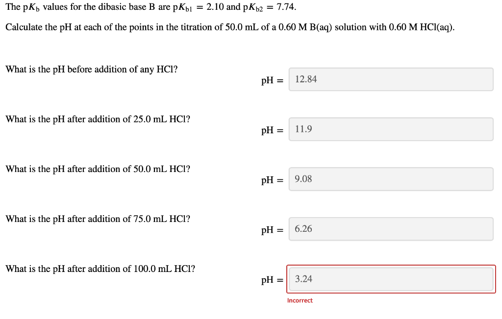 Solved The PKb Values For The Dibasic Base B Are PKb1 = 2.10 | Chegg.com