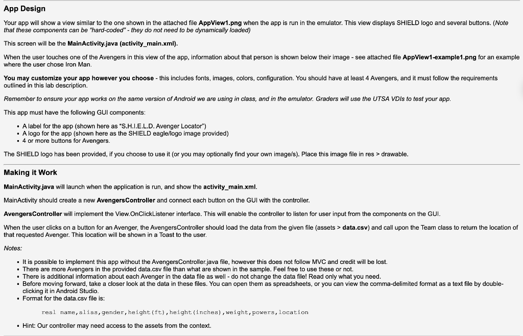 Solved I need help with this code. It needs to be in Android | Chegg.com