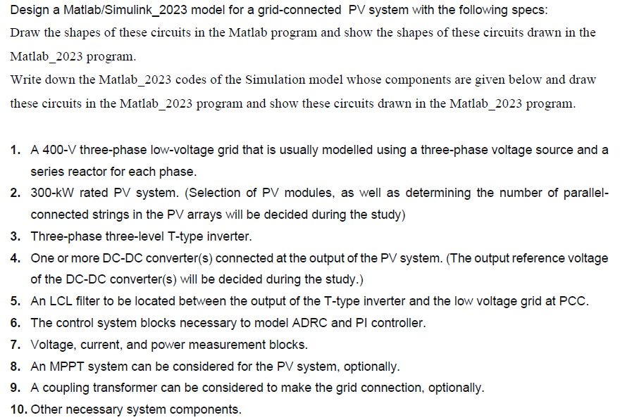 Solved Design a Matlab/Simulink_2023 model for a | Chegg.com