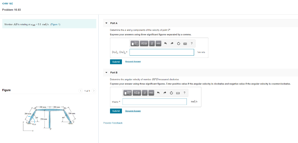 Solved Member AB is rotating at ωAB = 5.5 rad/s . (Figure | Chegg.com