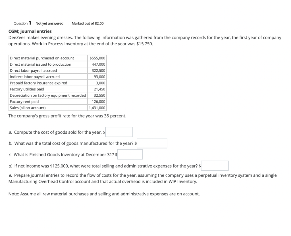 Solved Question 1 Not yet answered Marked out of 82.00 CGM