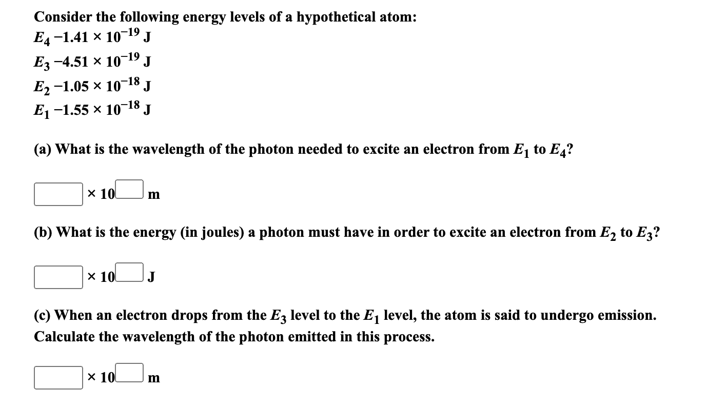 Solved Consider the following energy levels of a | Chegg.com