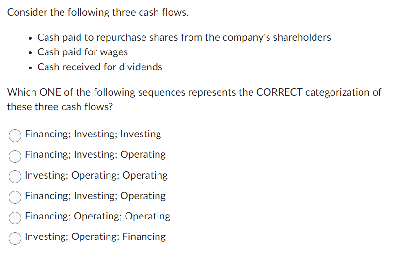 Solved Consider the following three cash flows. - Cash paid | Chegg.com