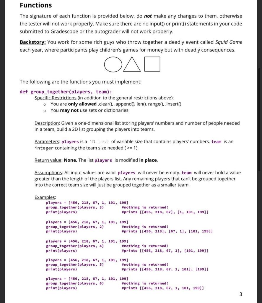 Solved Functions The signature of each function is provided | Chegg.com
