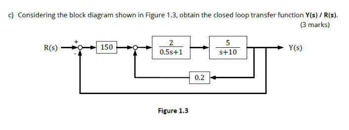 Solved c) Considering the block diagram shown in Figure 1.3, | Chegg.com