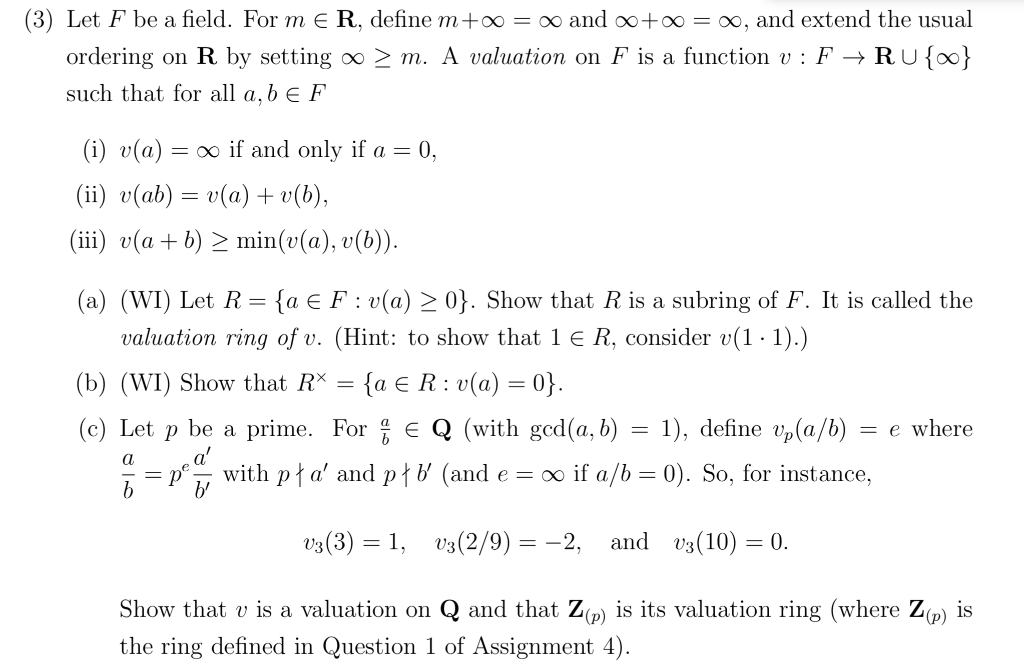 Solved 3 Let F Be A Field For M R Define M 0 And Chegg Com