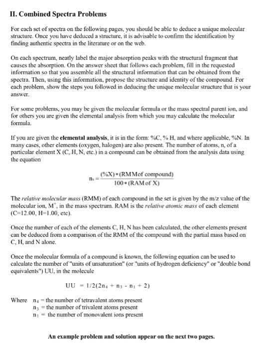 II. Combined Spectra Problems For each set of spectra | Chegg.com