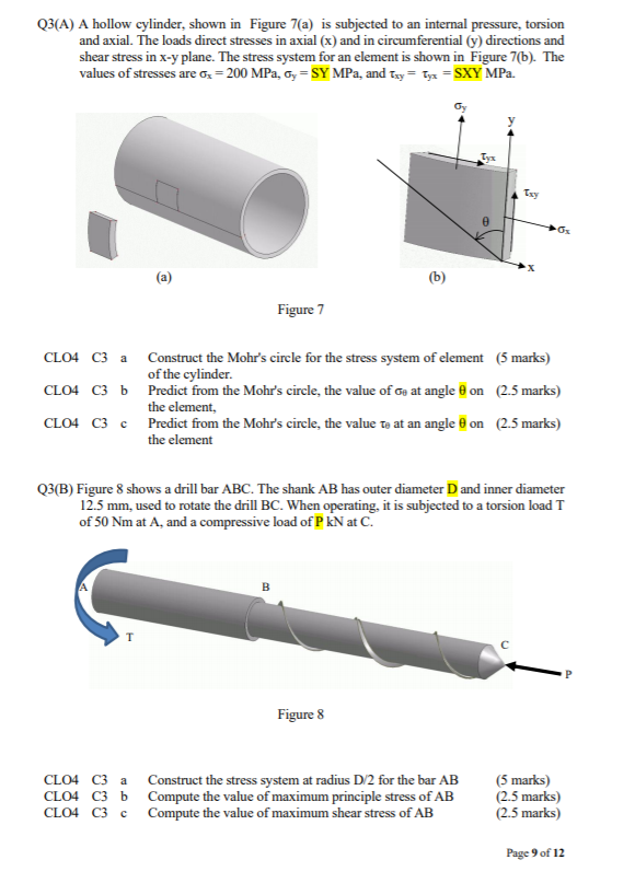 Solved Q3(A) A hollow cylinder, shown in Figure 7(a) is | Chegg.com