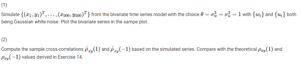 1.13 Consider the two series Xt = W Yt = wt - Ow+-1 + | Chegg.com