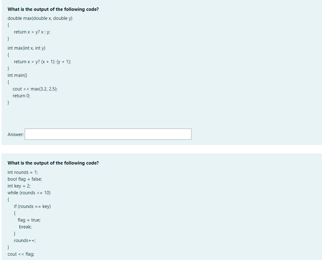 Solved What is the output of the following code? void | Chegg.com