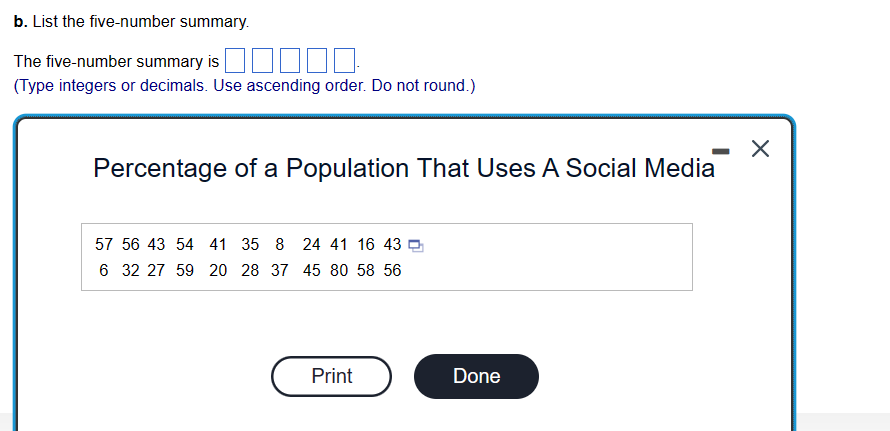 five number summary ascending order