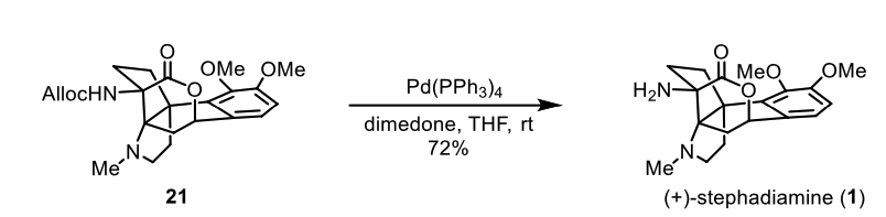 dimedone, THF, rt Pd(PPh3)4 72% 21 (+)-stephadiamine | Chegg.com
