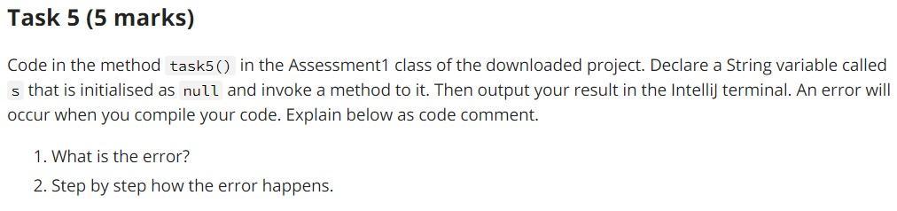 Solved Task 2 (17 Marks) Code In The Method Task2() In The | Chegg.com