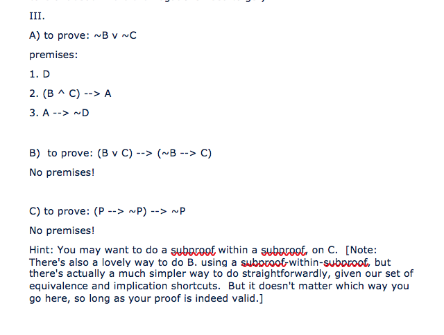 Solved A) To Prove: B V ~C Premises: 1. D 2. (B C) ->A B) To | Chegg.com