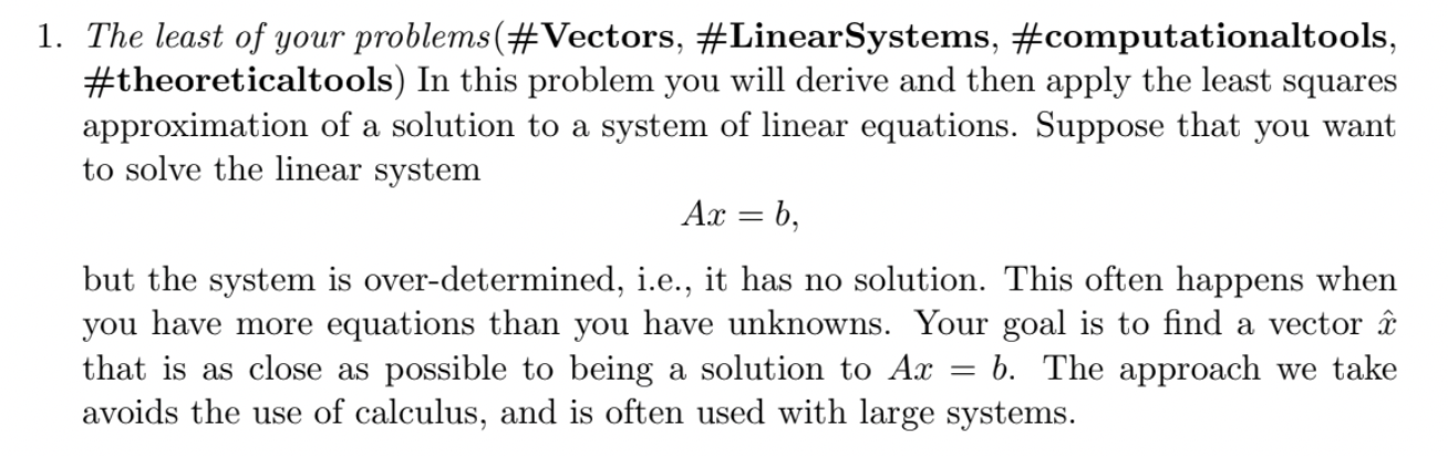 Solved The least of your problems (\#Vectors, | Chegg.com