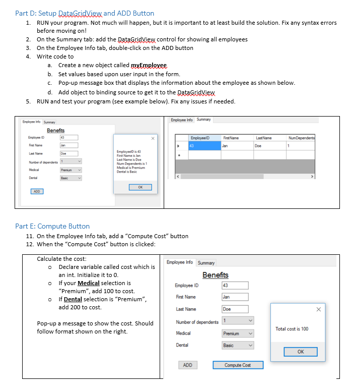 Part A: Start-up 1. Create a Windows Form application | Chegg.com