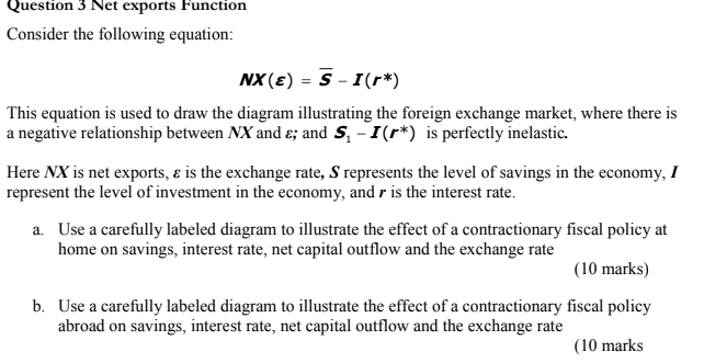 Solved Question 3 Net exports Function Consider the | Chegg.com