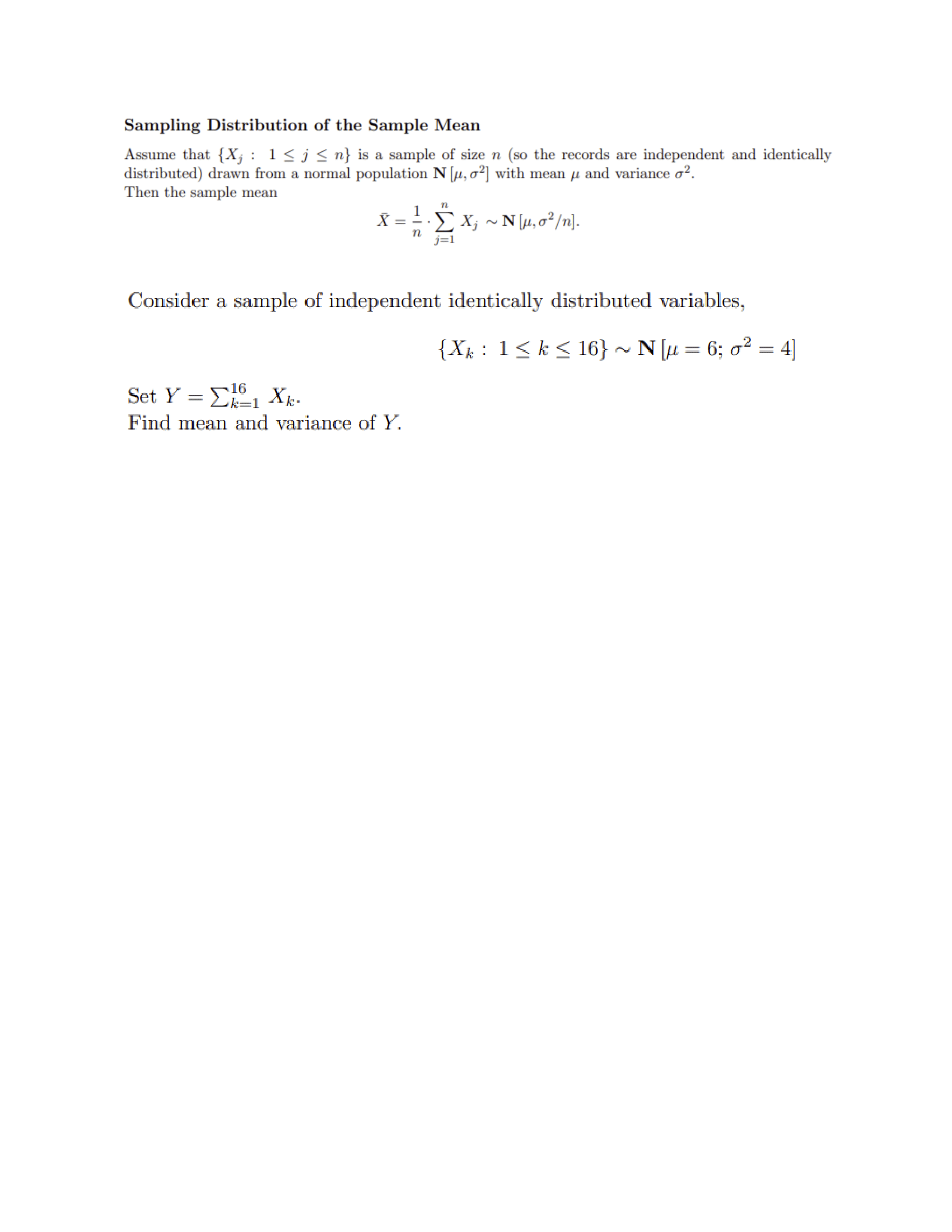 Solved Sampling Distribution of the Sample Mean Assume that | Chegg.com