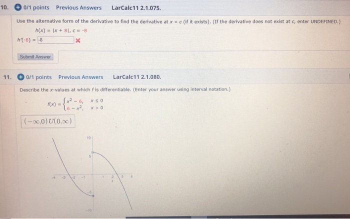 Solved 10 0 1 Points Previous Answers Larcalc11 2 1 075