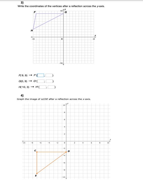 Reflection of 3 Vertices Over the x or y Axis (A)