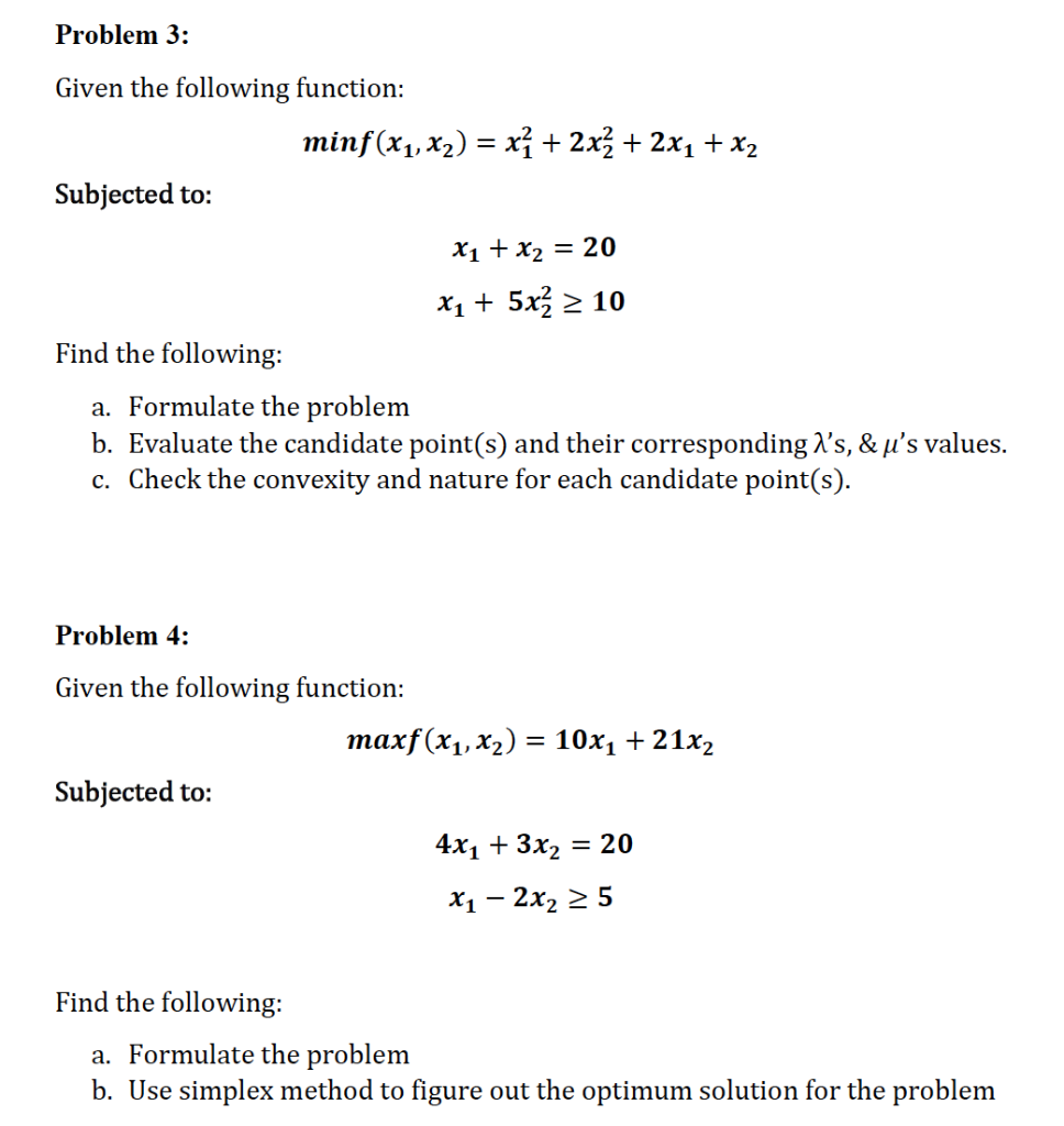 Solved Problem 3: Given the following | Chegg.com