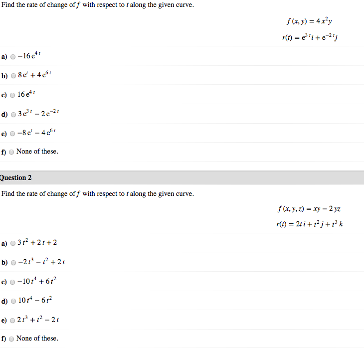 Solved Find the rate of change off with respect to t along | Chegg.com