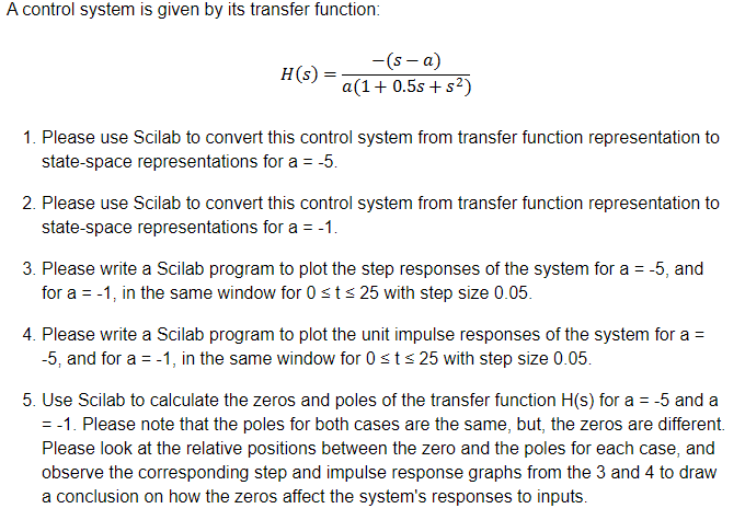 A control system is given by its transfer function: | Chegg.com