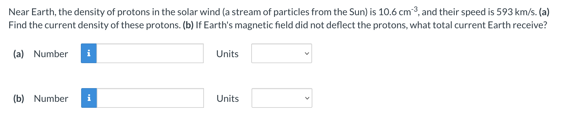 Solved Near Earth, the density of protons in the solar wind | Chegg.com