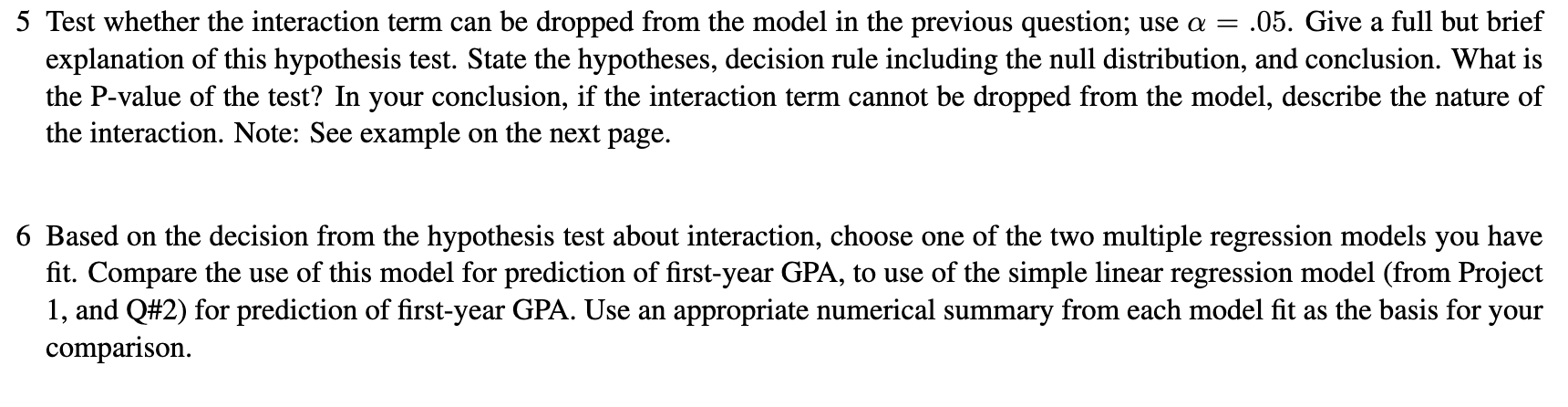 5 Test whether the interaction term can be dropped | Chegg.com