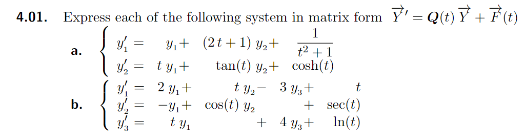 Solved a. 4.01. Express each of the following system in | Chegg.com
