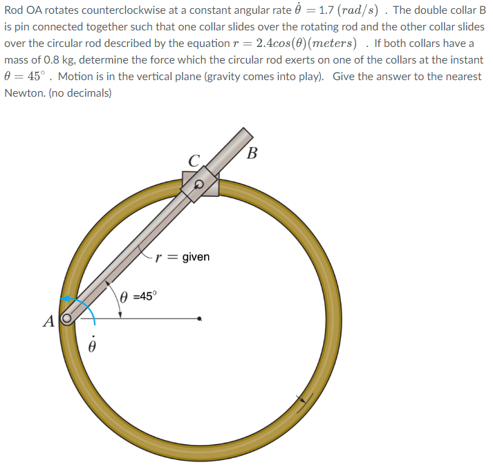Solved Rod OA rotates counterclockwise at a constant angular | Chegg.com