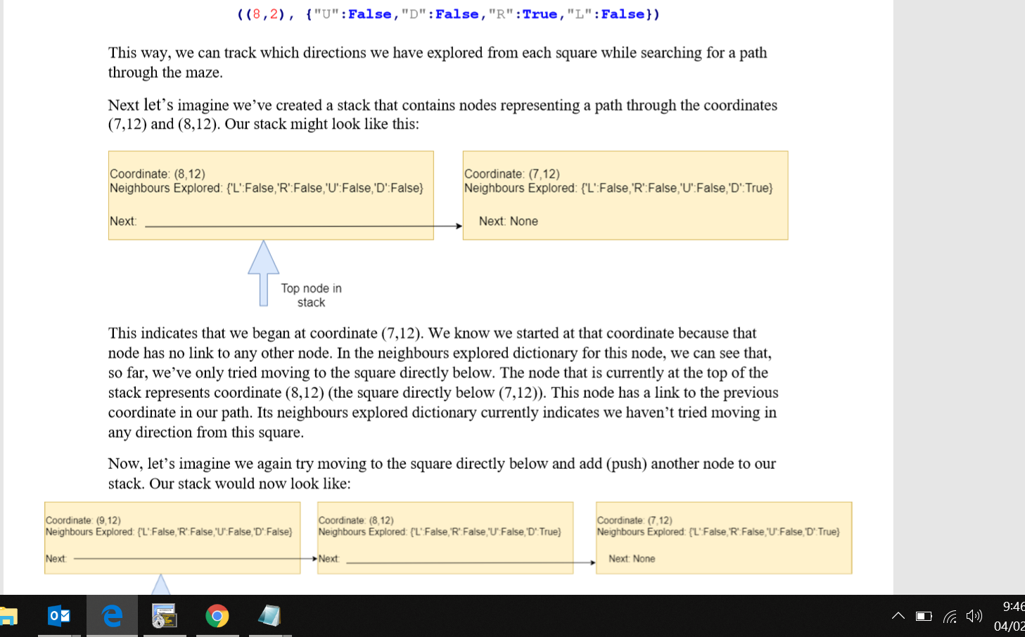 Python Maze solution using Linked List as Stack | Chegg.com