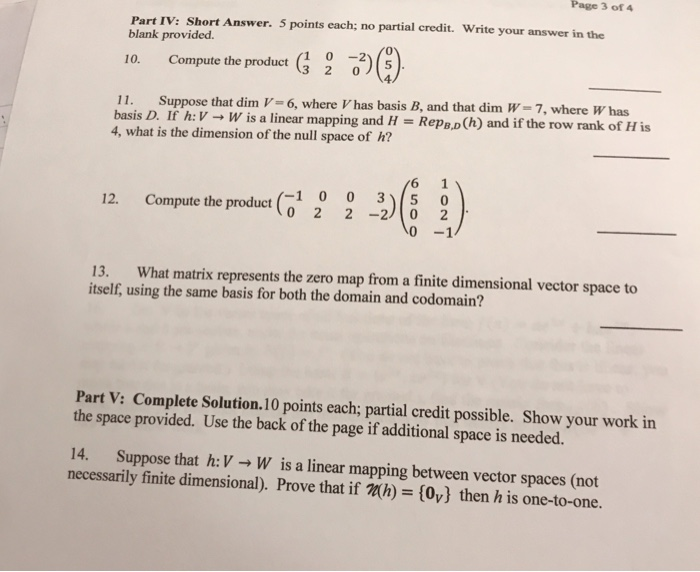 Solved Page 3 of 4 Part IV: Short Answer. 5 points each; no | Chegg.com