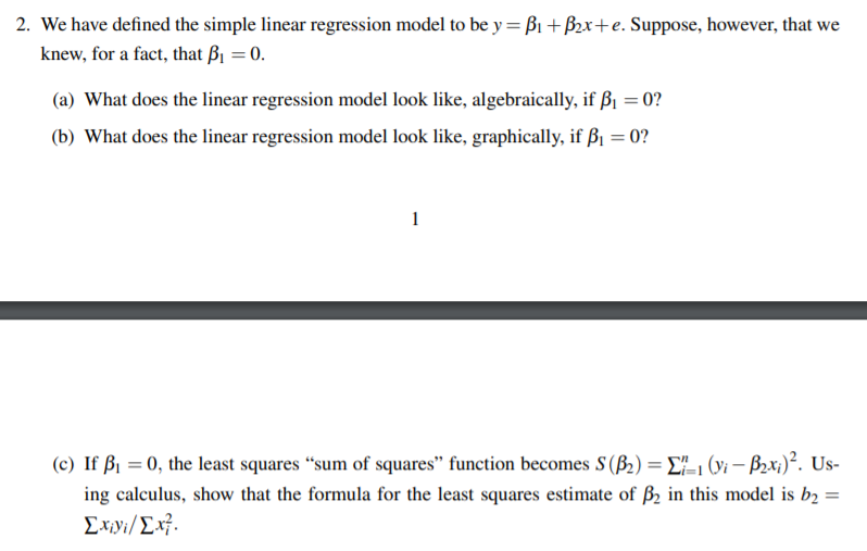 Solved 2. We Have Defined The Simple Linear Regression Model | Chegg.com