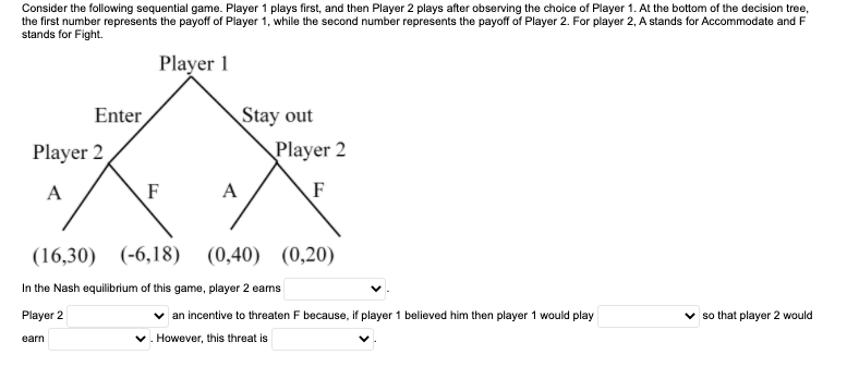 Solved Consider the following sequential game. Player 1 | Chegg.com