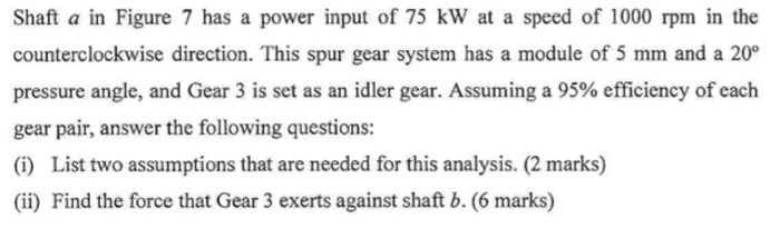 Solved Shaft a in Figure 7 has a power input of 75 kW at a | Chegg.com