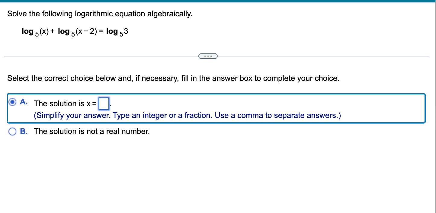 Solved Solve the following logarithmic equation | Chegg.com