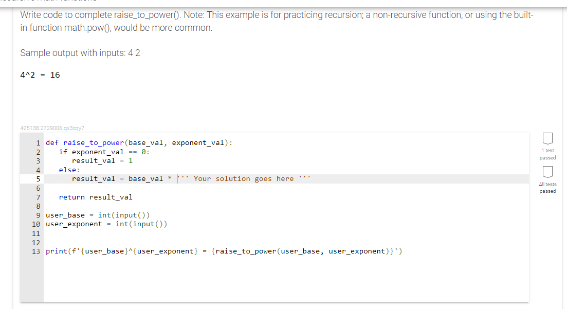 Solved Write code to complete factorial_str()'s recursive | Chegg.com