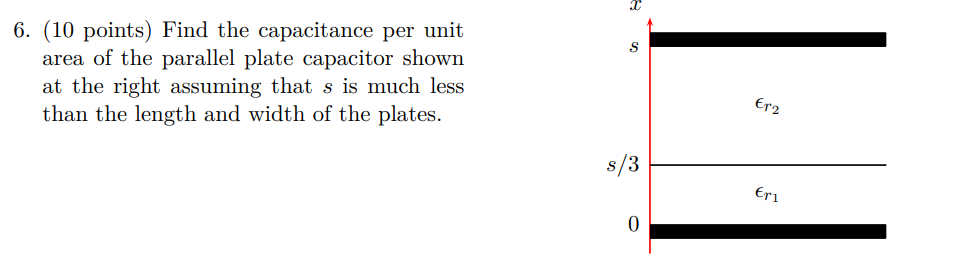 Solved 2 S 6. (10 points) Find the capacitance per unit area | Chegg.com
